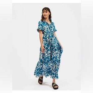 EUC LA DoubleJ Long And Sassy Dress Lilium Blu In Silk - small